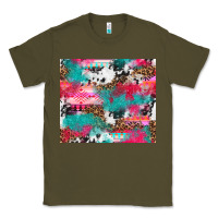 Army Green leopard cowhide pink turquoise glitter Classic Tee - NancyCooperArtShop