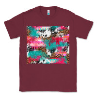 Burgundy leopard cowhide pink turquoise glitter Classic Tee - NancyCooperArtShop