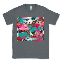 Charcoal Heather leopard cowhide pink turquoise glitter Classic Tee - NancyCooperArtShop