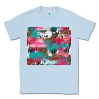 Dusty Blue leopard cowhide pink turquoise glitter Classic Tee - NancyCooperArtShop