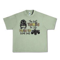 Oil Green the best things in life mess up your hair Urban Heavy Tee - MaliasSmallBusiness