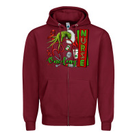 Burgundy Christmas Character Nurse Zipper Hoodie - NancyCooperArtShop