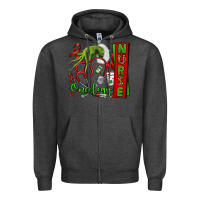 Charcoal Heather Christmas Character Nurse Zipper Hoodie - NancyCooperArtShop