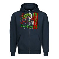 Navy Christmas Character Nurse Zipper Hoodie - NancyCooperArtShop