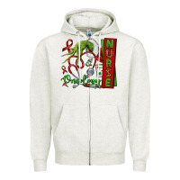 Oatmeal Heather Christmas Character Nurse Zipper Hoodie - NancyCooperArtShop