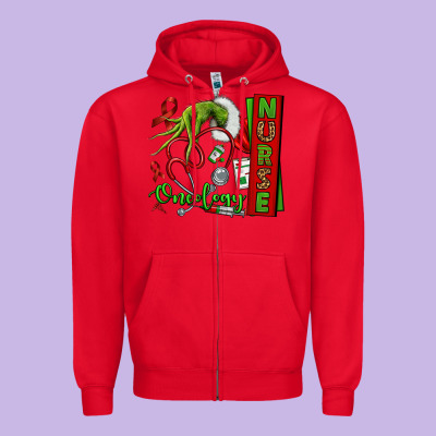 Christmas Character Nurse Zipper Hoodie Designed By Nancycooperartshop