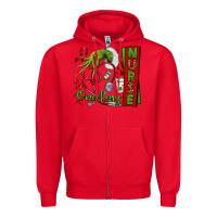 Red Christmas Character Nurse Zipper Hoodie - NancyCooperArtShop
