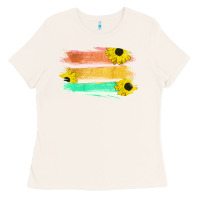 Bone Colored Triple Sunflower Brush Strokes Ladies Tee - Bettercallsaul