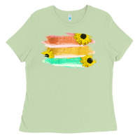 Matcha Colored Triple Sunflower Brush Strokes Ladies Tee - Bettercallsaul