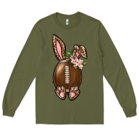 Army Green American Football Easter Bunny Long Sleeve Tee - BundleAndBundleShop