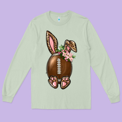 American Football Easter Bunny Long Sleeve Tee Designed By Bundleandbundleshop