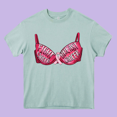 Fight Cancer Breast Cancer Bra Heavy Core Tee Designed By Artiststas