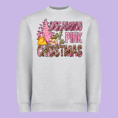 Dreaming Of A Pink Christmas Heavyweight Sweatshirt Designed By Bundleandbundleshop