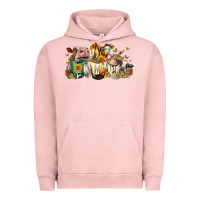 Pigment Salmon Cows and coffee Urban Hoodie - FaDigitalArtStudio