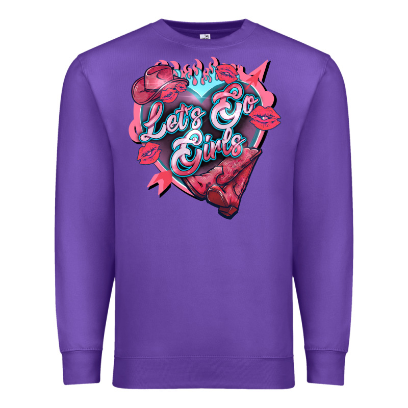 Let's Go Girls Pink Valentine's Day Premium Sweatshirt by HowdyJamesFarm | Teevron