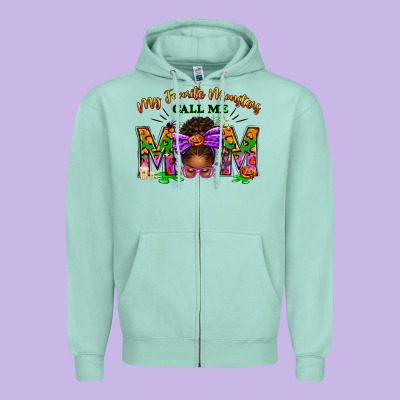My Favorite Monsters Call Me Mom Zipper Hoodie Designed By Texasbilliewilder