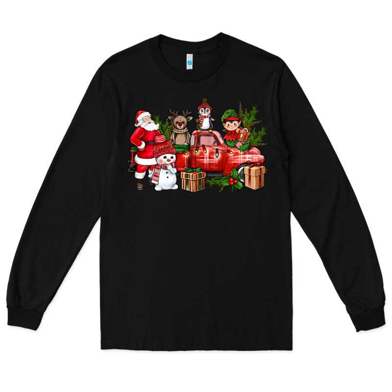 Santa Snowman Reindeer Penguin Elf Christmas Truck Long Sleeve Tee by BundleAndBundleShop | Teevron