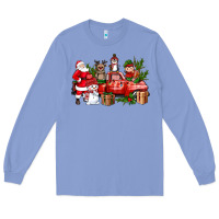 Colony Blue Santa Snowman Reindeer Penguin Elf Christmas Truck Long Sleeve Tee - BundleAndBundleShop