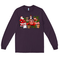 Plum Santa Snowman Reindeer Penguin Elf Christmas Truck Long Sleeve Tee - BundleAndBundleShop