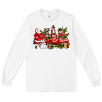 White Santa Snowman Reindeer Penguin Elf Christmas Truck Long Sleeve Tee - BundleAndBundleShop