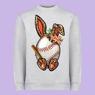 Baseball Easter Bunny Heavyweight Sweatshirt Designed By Bundleandbundleshop