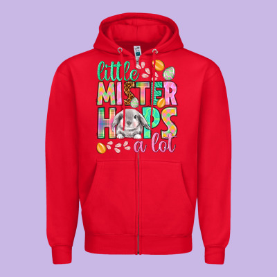 Little Mister Hops A Lot Zipper Hoodie Designed By Nancycooperartshop