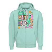 Seafoam little mister hops a lot Zipper Hoodie - NancyCooperArtShop