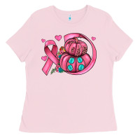 Bubblegum Pink cancer ribbon pumpkins Ladies Tee - JahusDesignShop