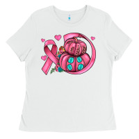 White cancer ribbon pumpkins Ladies Tee - JahusDesignShop