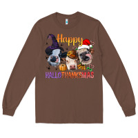 Chestnut Happy Hallothanksmas Cows Long Sleeve Tee - BundleAndBundleShop