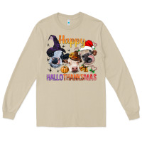Mushroom Happy Hallothanksmas Cows Long Sleeve Tee - BundleAndBundleShop