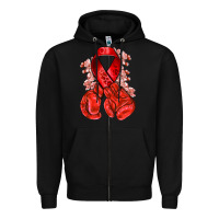Black Red ribbon with boxing gloves Zipper Hoodie - NancyCooperArtShop
