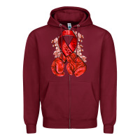 Burgundy Red ribbon with boxing gloves Zipper Hoodie - NancyCooperArtShop