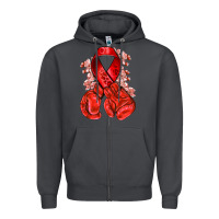 Smoke Red ribbon with boxing gloves Zipper Hoodie - NancyCooperArtShop
