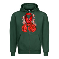 Sports Green Red ribbon with boxing gloves Zipper Hoodie - NancyCooperArtShop