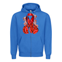 True Royal Red ribbon with boxing gloves Zipper Hoodie - NancyCooperArtShop