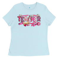 Baby Blue breast cancer teacher Ladies Tee - Artiststas
