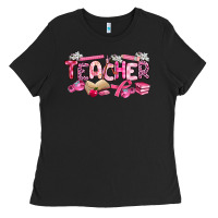 Black breast cancer teacher Ladies Tee - Artiststas