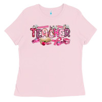 Bubblegum Pink breast cancer teacher Ladies Tee - Artiststas