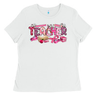 White breast cancer teacher Ladies Tee - Artiststas