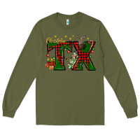 Army Green Christmas Texas With Deer Long Sleeve Tee - BundleAndBundleShop