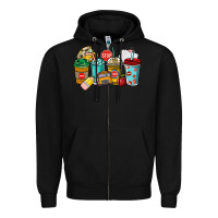 Black school bus driver coffee cups Zipper Hoodie - NancyCooperArtShop