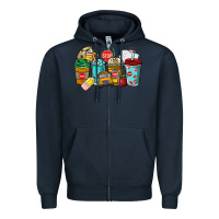 Navy school bus driver coffee cups Zipper Hoodie - NancyCooperArtShop