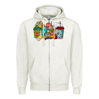 Oatmeal Heather school bus driver coffee cups Zipper Hoodie - NancyCooperArtShop