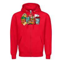 Red school bus driver coffee cups Zipper Hoodie - NancyCooperArtShop