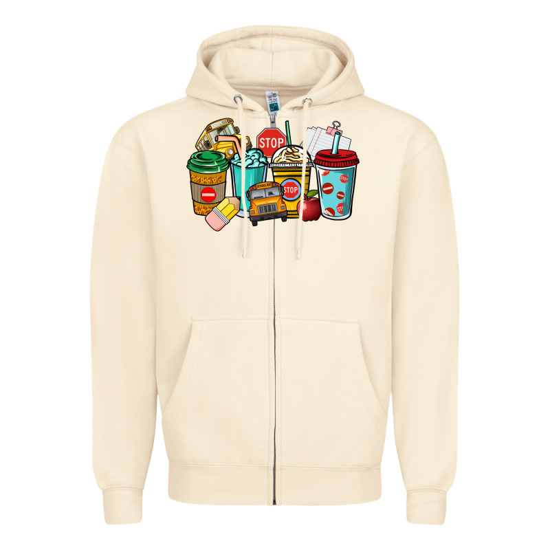 School Bus Driver Coffee Cups Zipper Hoodie by NancyCooperArtShop | Teevron