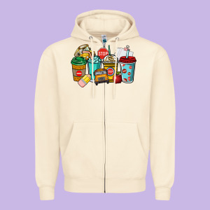 School Bus Driver Coffee Cups Zipper Hoodie Designed By Nancycooperartshop