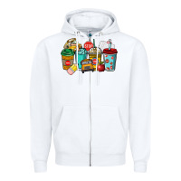 White school bus driver coffee cups Zipper Hoodie - NancyCooperArtShop