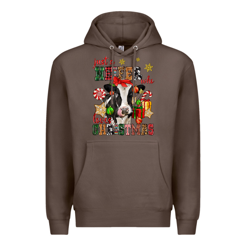 Just A Heifer Who Loves Christmas Cow Premium Hoodie by CowGirlArtShop | Teevron
