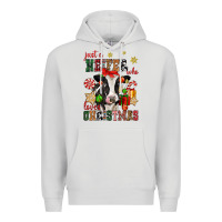 Dove Grey just a heifer who loves christmas cow Premium Hoodie - CowGirlArtShop